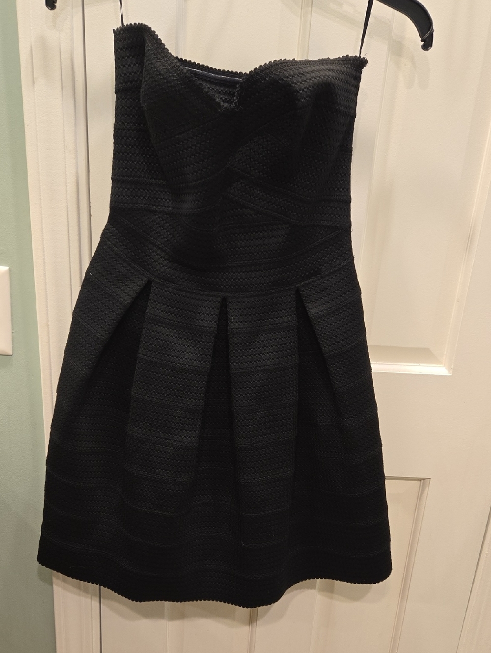 Express Black Strapless Fit-and-Flare Bandage Dress